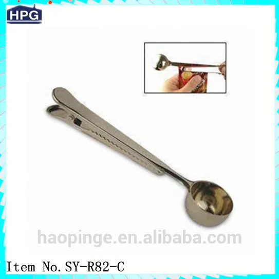 With food bag clips holder stainless steel spoon