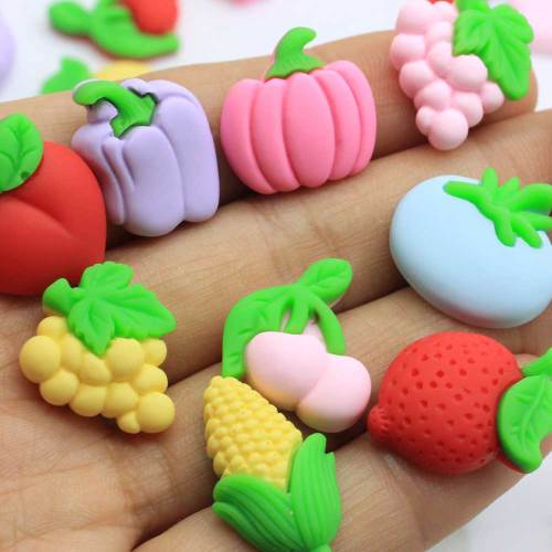 Carino Frutta Verdura Serie Resina Mais Pesca Fragola Cabochon Ornamenti Flatback Forniture artigianali fai-da-te Patch per telefono Capelli Ac