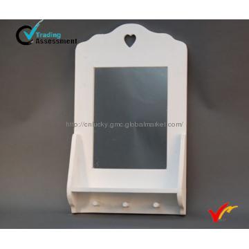 White wooden mirror shelf