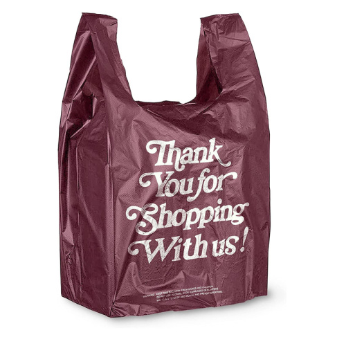 Bolsas de plastico para llevar en el supermercado para llevar en la camiseta para ir de compras restaurante muestra gratis