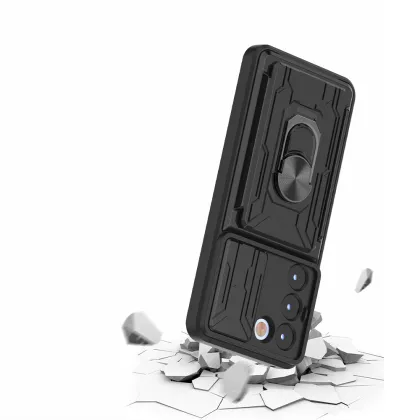 360° Ring Holder & Card Slot Car Mount Phone Case for Vivo V30 Lite 5G