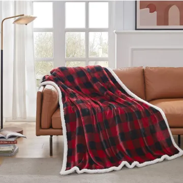 Sherpa Fleece Throw Blanket, Super Soft Warm Buffalo Plaid Plush Blankets and Throws, Lightweight Cozy Fuzzy Blanket