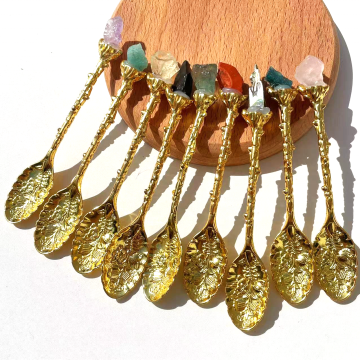 Natural Gemstone Raw Stone Tea Spoons - Mini Dessert Crystal Coffee Spoon for Spiritual Gift