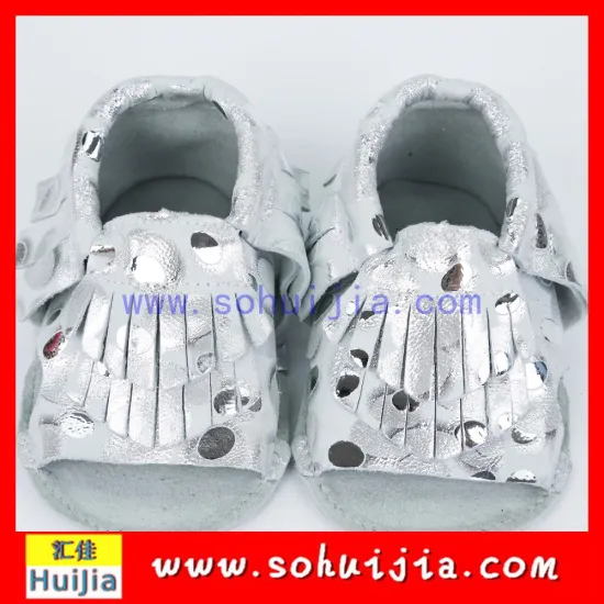 New model high quality Spain fashion China handmade silver cow leather tassels shoes flat sandals