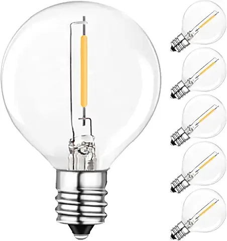 Shatterproof G40 LED Replacement Light Bulbs, Pack of 10pcs, 1W 2700K, E12 Patio Decor