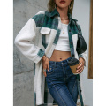 Women's Lapel Button Casual Plaid Coat