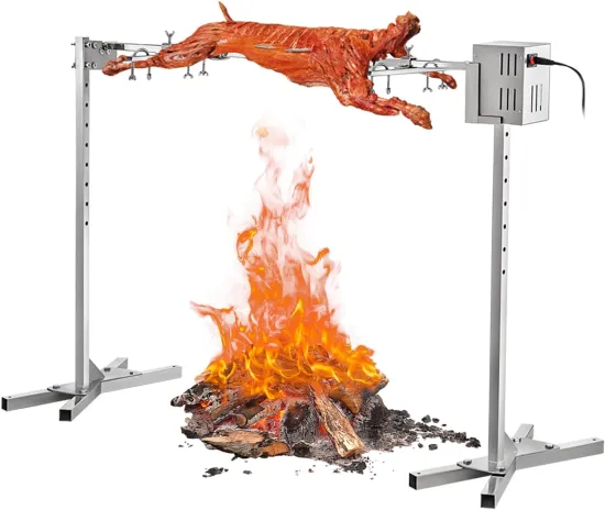 Portable Electric BBQ Rotisserie Grill Kit with Height-Adjustable Stainless Steel tripod for Pig and Lamb Roasting