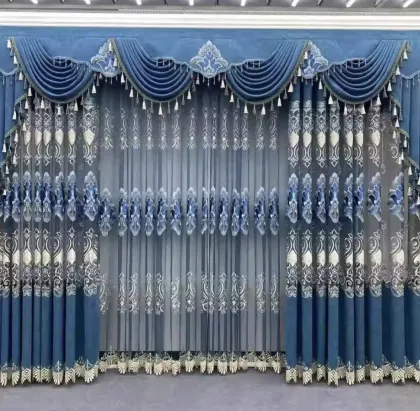 High-End Floor-to-Ceiling Polyester Embroidered Curtains
