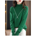 French patchwork cut-out semi-wool turtleneck top