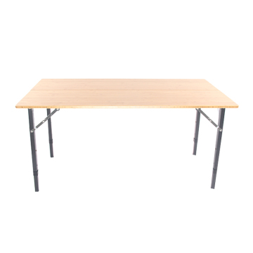 Adjustable Bamboo Picnic Table with Aluminum Legs for Outdoor Camping