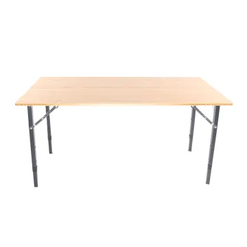 Adjustable Bamboo Picnic Table with Aluminum Legs for Outdoor Camping
