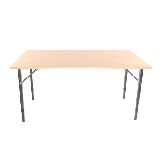 Adjustable Bamboo Picnic Table with Aluminum Legs for Outdoor Camping