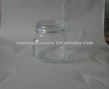 transparent glass storage bottle jar with glass lid