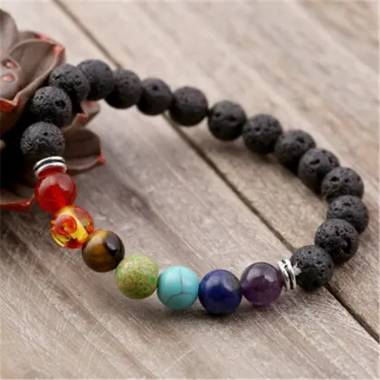 Energy Lava Stone Chakra Natural Stone Bracelet