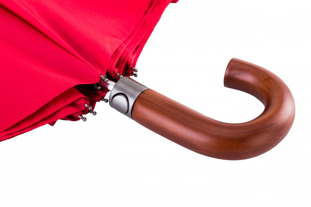 Wine Colored Wooden Handle 2 Folding Umbrella