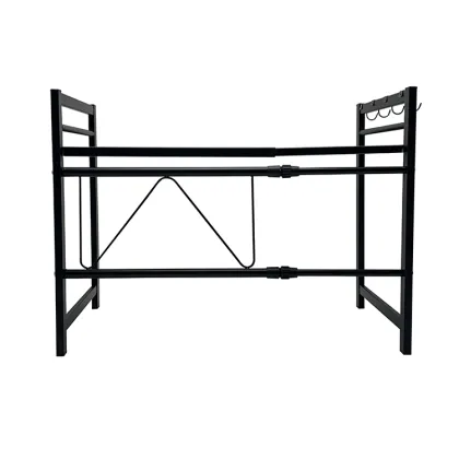 Adjustable Stand Microwave Oven Rack - 2 Tier Storage Rack & Retractable Holder