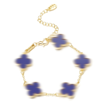 Bracciale fortunato per trifoglio oro in oro 18K: gioielli di bracciale di collegamento elegante e carini
