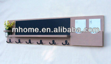 Antique wooden wall frame kids blackboard with key rack and shelf for sale