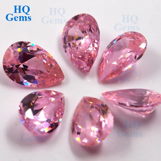 Cubic Zirconia Price Machine Cut Pear Pink CZ Stone