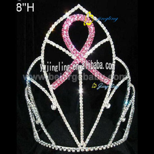 Large cheap beauty pink ribbon crown