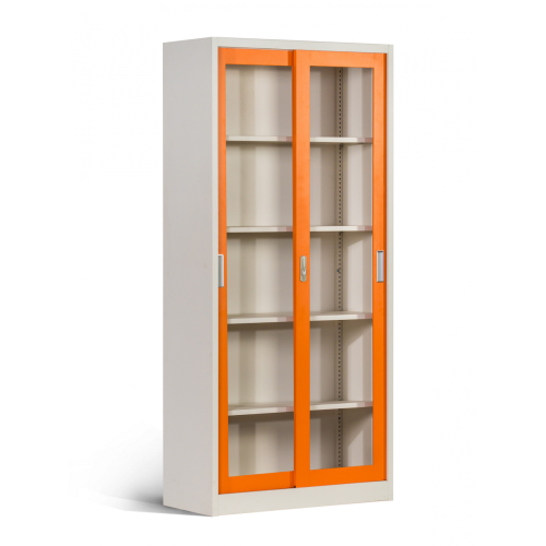 Acrylic Glass Sliding Door Metal Office Storage Cabinets