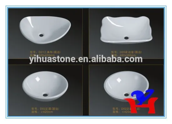 crystallite white stone sink with many kinds of style