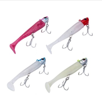 2pcs/Set Swimbait Soft Perch Lead Jig Lure Saltwater Luminous T Tail Soft Fishing Lure With Lead Head