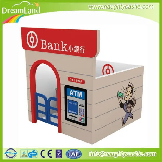 Nursery school doll house mdf / atm bank toy for children