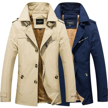 2025 Full Cotton Men's Middle Length Trench Jacket: Business Casual Blazer for Spring Autumn Windbreaker