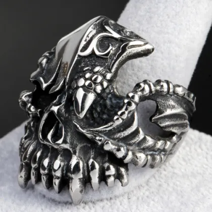 Demon Tooth decay  skull finger ring