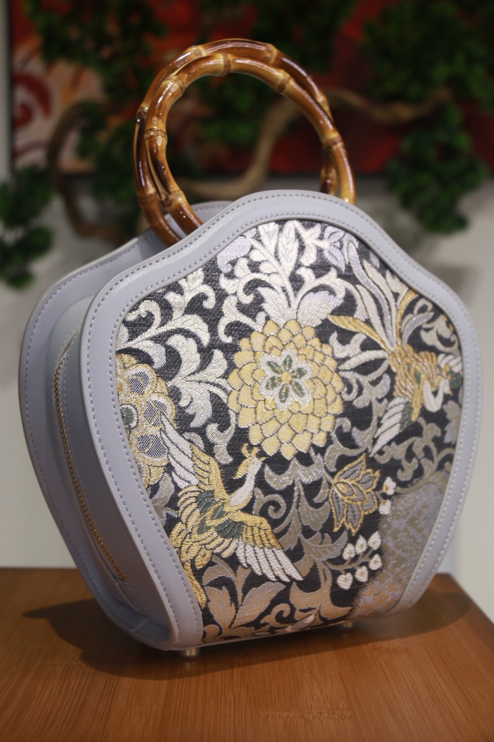 Bolso tote de seda gris Heritage