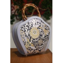 Bolso tote de seda gris Heritage