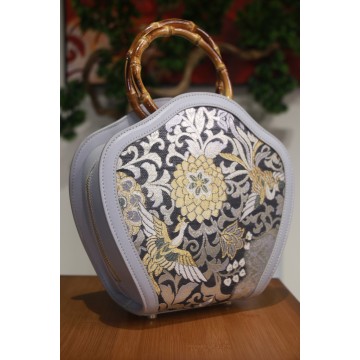 Bolso tote de seda gris Heritage