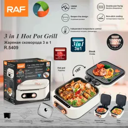 RAF Household Double Sides Heating Hot Pot Electric Skillets Cooking Pot Electric Cooker With Grill