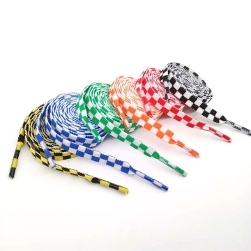 Checkered Grid Flat Shoelaces for Fashion Sneakers