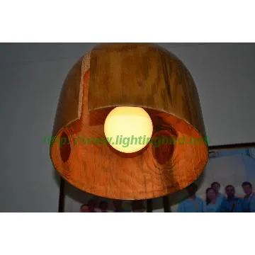 Modern pendant light with natural wood