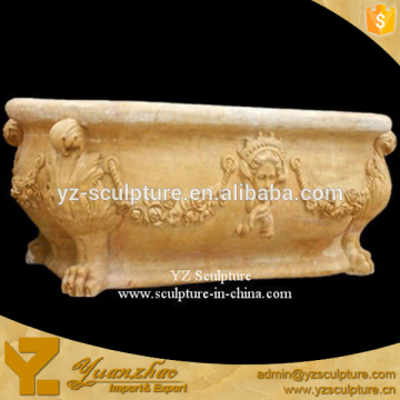 hand carved indoor yellow marble bathtub with lady head statue