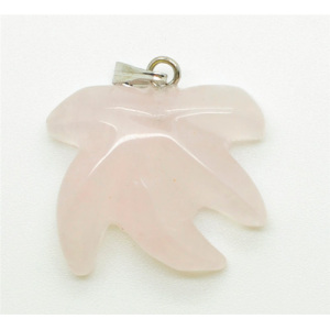 Maple Leaf Shape Rose Quartz pendant