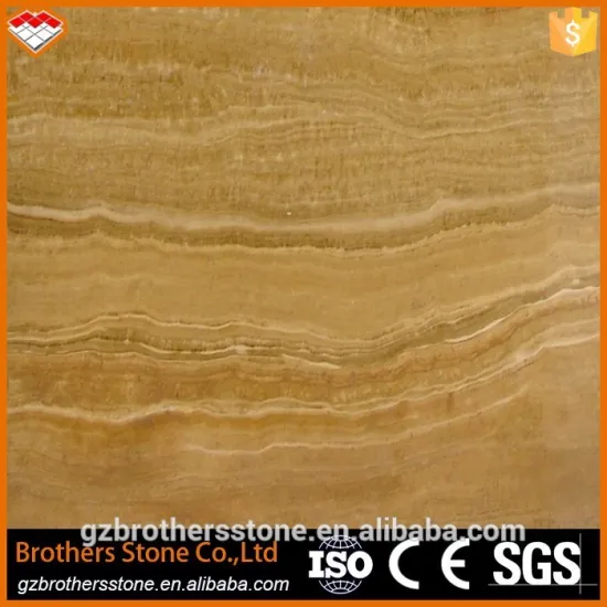 Guangzhou polished 60x60 floor tile cuted by wood grain yellow marble slabs