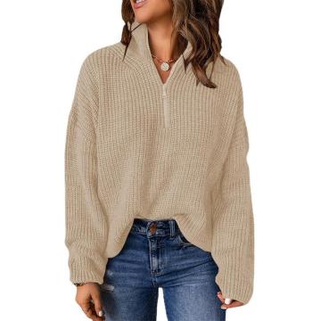 Women Waffle Kint Long Sleeve Sweater