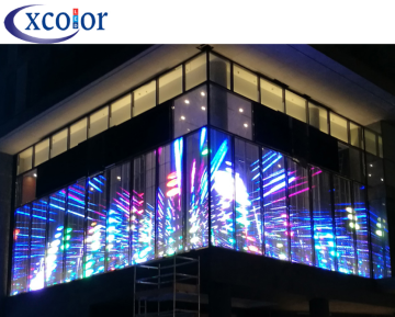 Pantalla publicitaria transparente popular P7.81 mediante LED