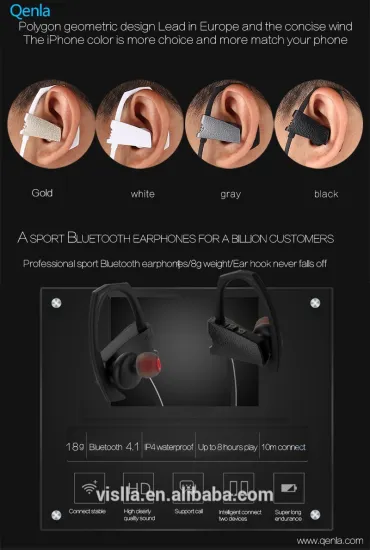 2017 New Waterproof Headset!Stereo sport bluetooth headphone,Noise cancelling OEM wireless bluetooth earbuds