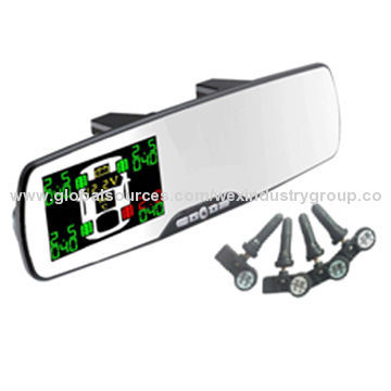 Wireless rearview mirror TPMS with internal sensor applying to all passenger car