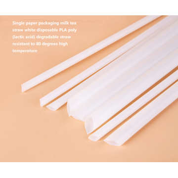 white disposable PLA poly lactic acid degradable straw