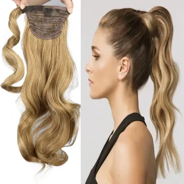 Clip In Ponytail Hair Extension Heat Resistant Synthetic Natural Wave Pony Tail  20" Long Wavy Wrap Around silike Pony TailHair