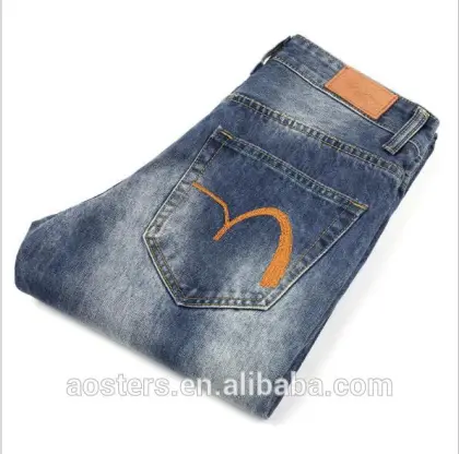 Small straight stock jeans custom embroidery men jeans negotiate price