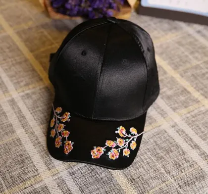 Embroidery Flower Cap Satin Embroidery Baseball Cap