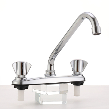 South American Style 8-Inch Dual-Control Hot and Cold Faucet with 20cm Panel and Double Open Vegetable Basin Spout