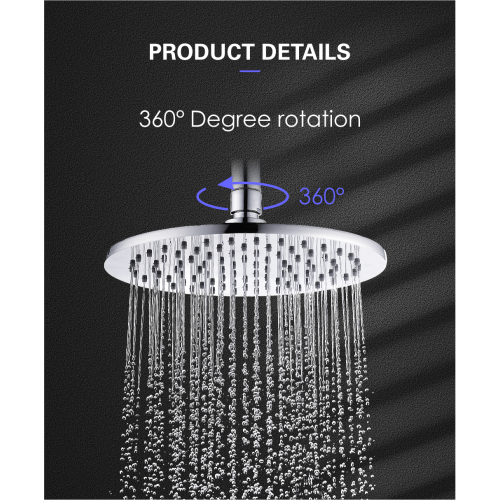 Solid Rainfall Shower Head 8mm Stainless Steel Round Shower Head Factory
