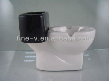 ashtray with flush toilet design